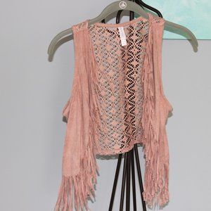 Xhilaration Salmon Faux Suede Vest-Girls S  14-16